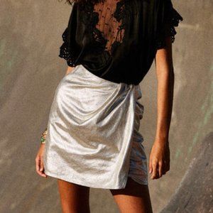 CHASING UNICORNS La Isla Bonita Leather Wrap Mini Skirt